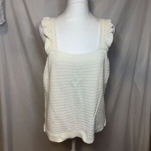 Madewell Crochet Knit Cream Ruffled Sweater Tank Top Womens